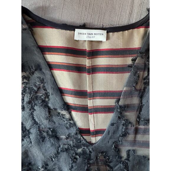 Dries Van Noten Dress - Vintage 2000's Black Cotton Voile Shift EU 40 US 8 - Picture 6 of 11